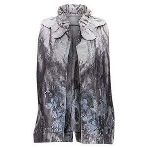 Shiatzy Chen abstract watercolour floral brocade scallop collar vest